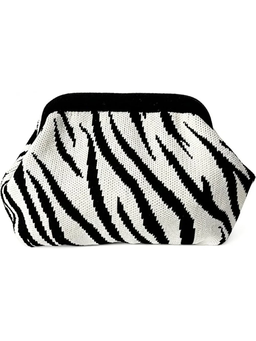 Zebra Print Clutch Purse for Women | Knit Crochet Striped Evening Bag, Stylish